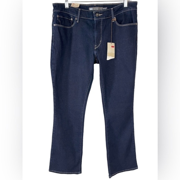 Levi’s Demi Curve Mid Rise Boot Cut Dark Wash Denim Jeans 14 - Picture 1 of 14